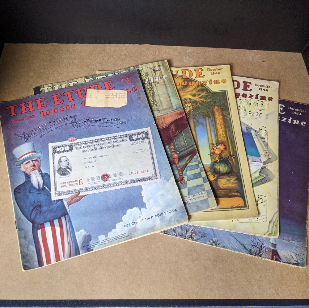 5 Etude Music Magazines from 1944